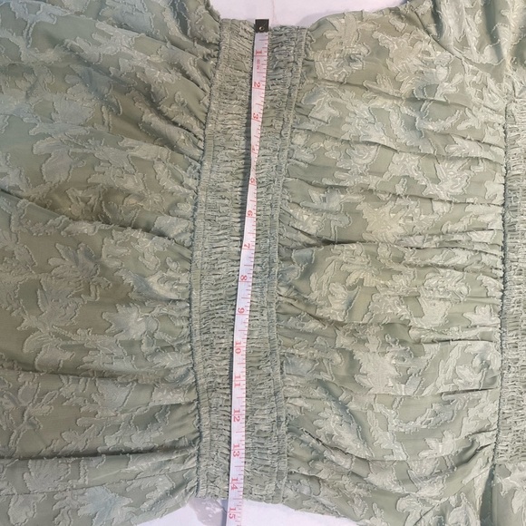 Adelyn Rae Chiffon Smocked Mini Dress puff Sleeve Babydoll Green Medium - Picture 11 of 15